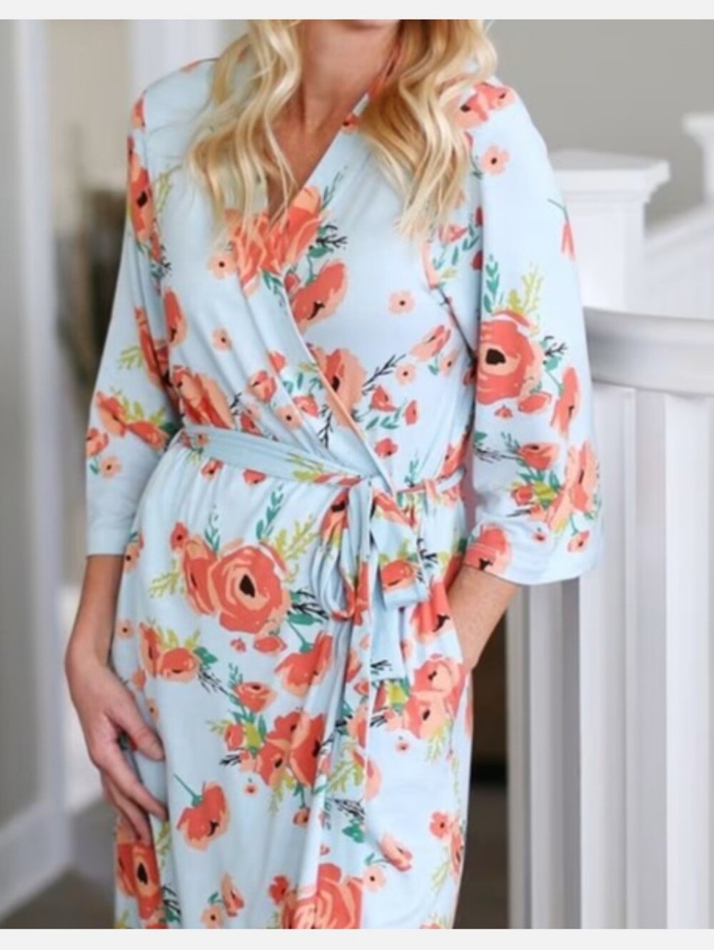 Milkmaid Goods Birth Hospital Labor Delivery Gown Robe Floral Poppy M Medium